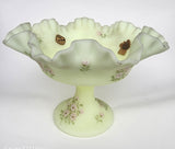 Fenton glass compote signed hand painted glows