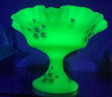 Fenton glass compote signed hand painted glows