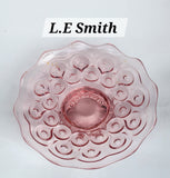 L E Smith Glass pink footed plate