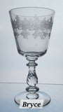 Bryce Crystal Etched floral & scrolls 942 wine glass