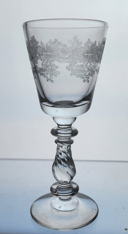 Bryce Crystal Etched floral & scrolls 942 cordial glass