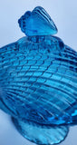 Blue Glass acorn lided candy dish