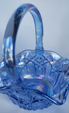 L.E Smith Glass iridescent blue basket