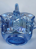 L.E Smith Glass iridescent blue basket