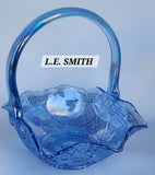 L.E Smith Glass ice blue basket