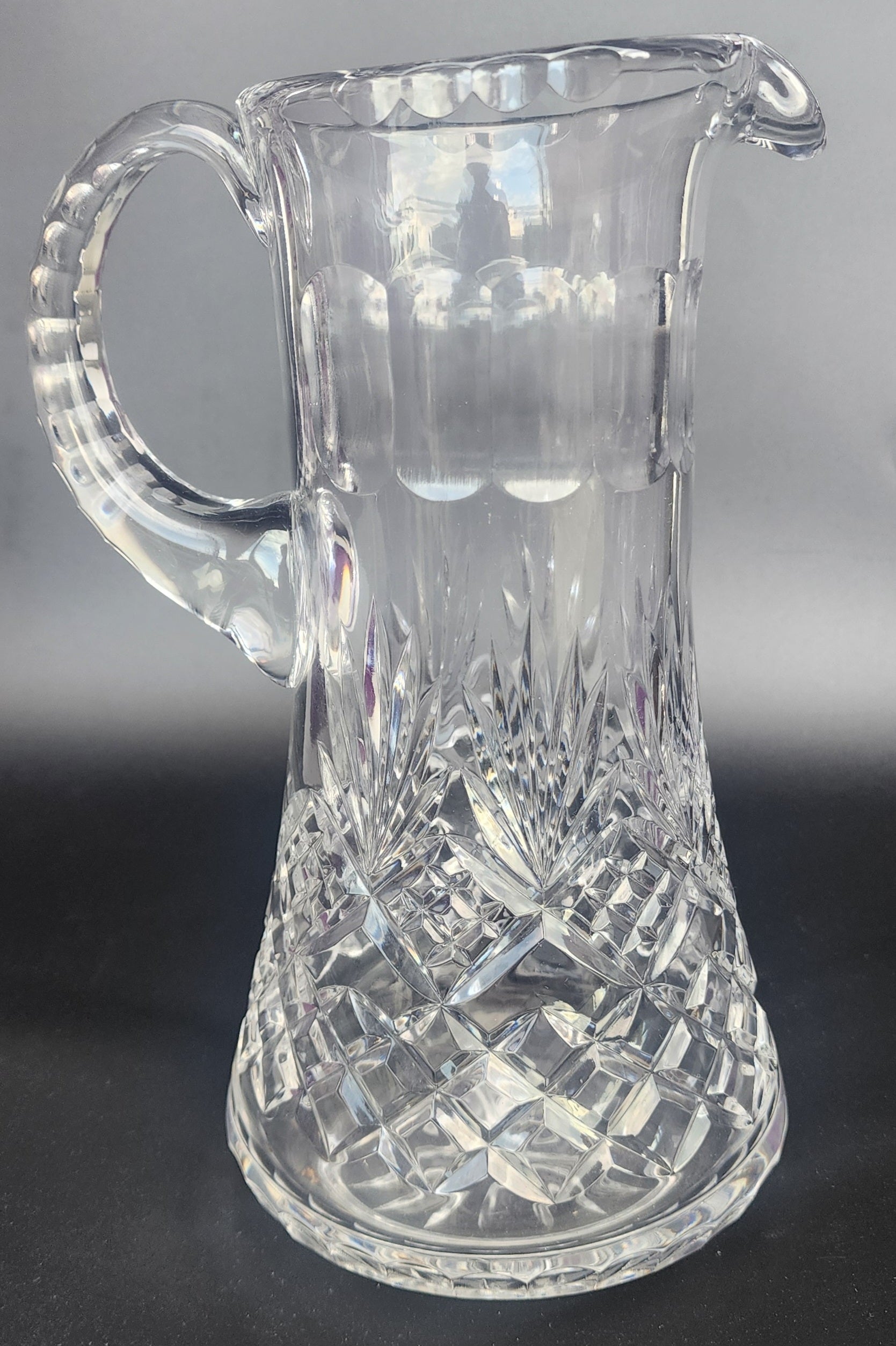 Federal Depression buying Glass Crystal JACK FROST CRACKLED 8 1/4 Inch High Water Pitcher