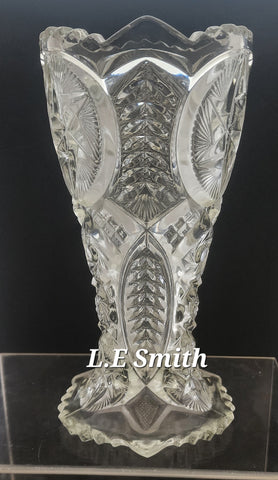 L.E Smith clear Glass vase