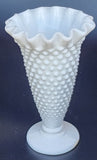 L.E Smith milk Glass HOBNAIL ruffled edge bud vase auction