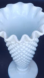 L.E Smith milk Glass HOBNAIL ruffled edge bud vase auction