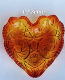 L.E Smith Glass amberina heart dish