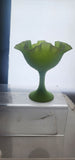 Fenton glass persian medallion lime green compote glows