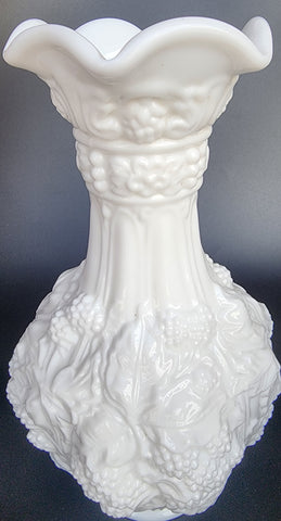 Imperial Loganberry panel grape milk glass vase