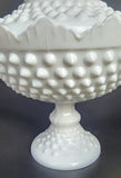 Fenton glass Pedestal hobnail candy dish milk glass