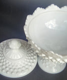 Fenton glass Pedestal hobnail candy dish milk glass