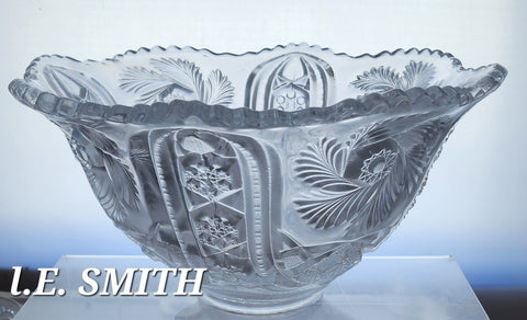 L E Smith Glass buzzstar punch bowl Auction