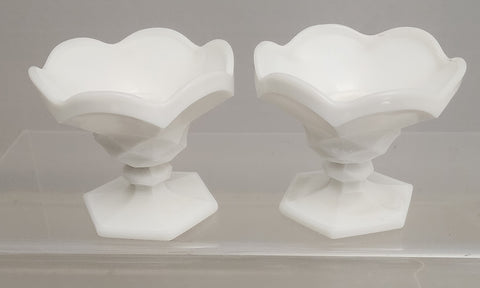 L.E Smith milk Glass pair of Old Dominion candle sticks