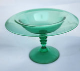 Bryce green glass compote Glows