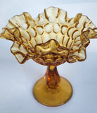 Fenton glass amber pedestal candy dish auction