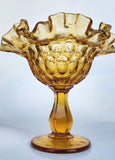 Fenton glass amber pedestal candy dish auction