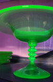 Bryce green glass compote Glows