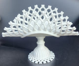 Westmoreland open lattice edge milk Glass banana fruit pedestal bowl