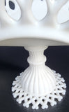 Westmoreland open lattice edge milk Glass banana fruit pedestal bowl