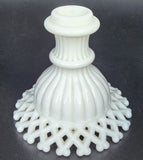 Westmoreland open lattice milk Glass candle holder pair