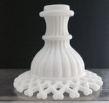 Westmoreland open lattice milk Glass candle holder pair