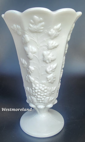 Westmoreland milk Glass paneled grape vase