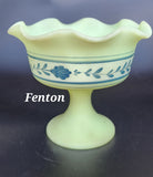 Fenton satin glass compote signed hand painted glows