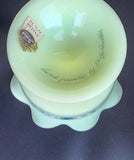 Fenton satin glass compote signed hand painted glows