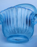 L.E Smith Glass blue opalesc scoloped ribbed basket