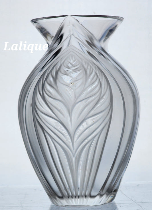 Lalique signed glass Pavie vase