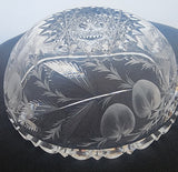 ABP cut glass signed Hawkes strawberry bowl American