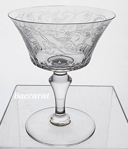 Cut glass and etched sherbert Parme Baccarat SIGNED