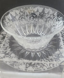 Etched glass Mayonnaise bowl and under plate