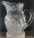 American Brilliant Period Cut Glass Pitcher Antique