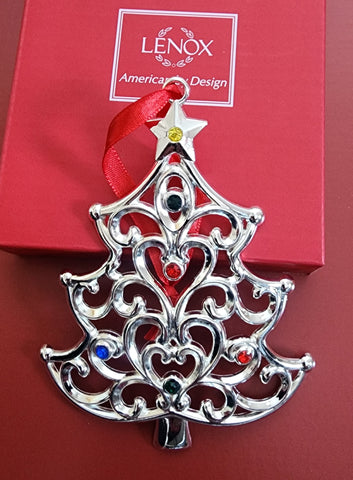 Lenox Sparkle and scroll silverplate ornament Tree