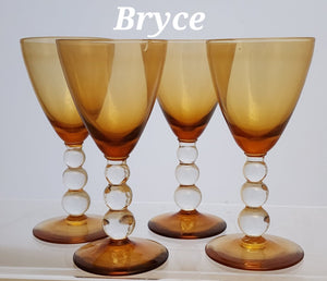 Bryce Aristocrat amber claret wine glass 4 piece auction