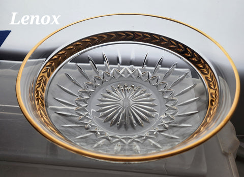 Cut Glass bowl Lenox USA crystal Majestic gold