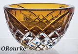 Hand Cut Amber glass bowl HAND POLISHED  signed by Peter ORourke PR10