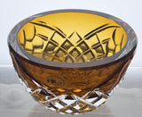 Hand Cut Amber glass bowl HAND POLISHED  signed by Peter ORourke PR10