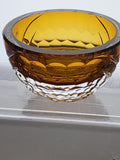 Hand Cut Amber glass bowl HAND POLISHED  signed by Peter ORourke PR10