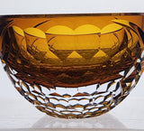 Hand Cut Amber glass bowl HAND POLISHED  signed by Peter ORourke PR10