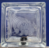 Glass money bank etched "Fruit of My Labor"