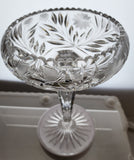 American Brilliant Period Cut Glass compote tear drop stem strawberries