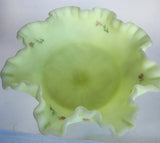 Fenton glass compote signed hand painted glows