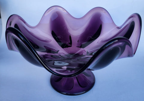 Viking amethyst 6 petal glass compote