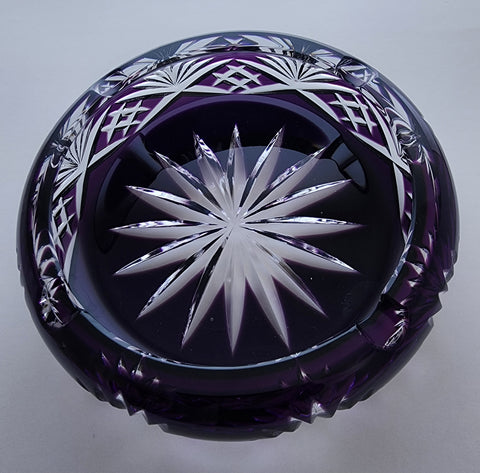 Amethyst cut glass ashtray