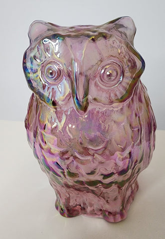 Fenton glass iridescent levay rose owl